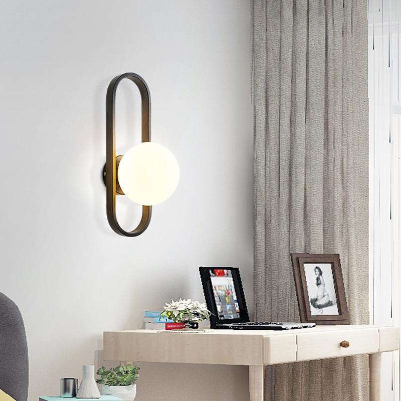 Valentina Modern Globe Bedside Wall Lamp Mount for Bedroom & Reading Room, Gold/Black - Lumpaz