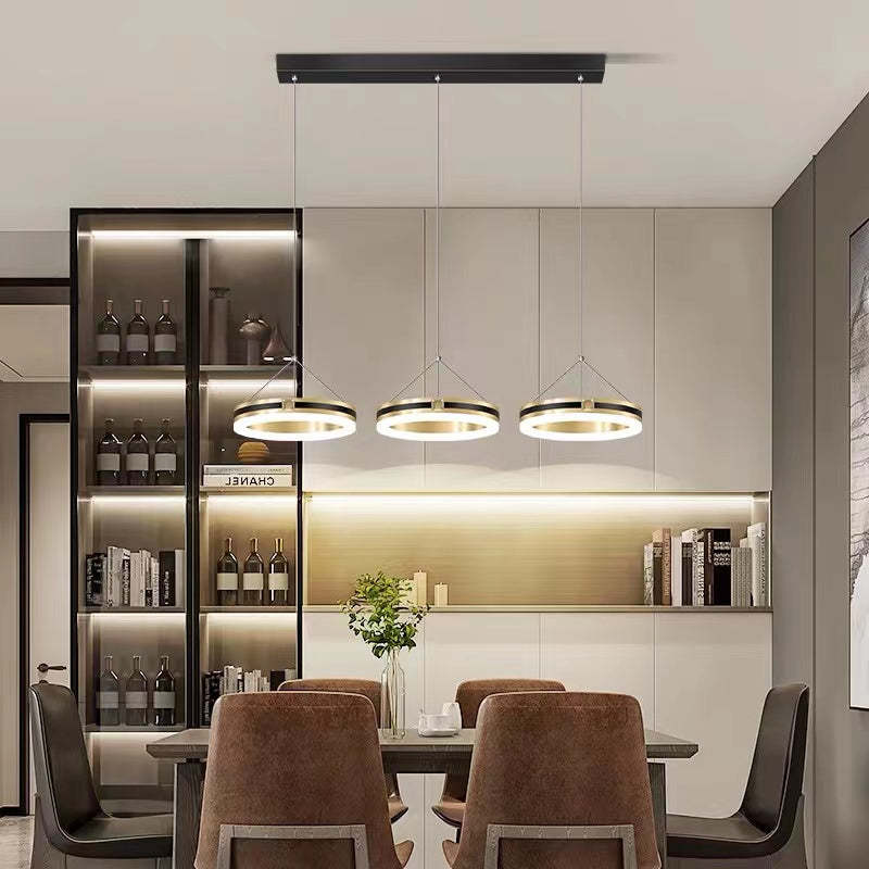 Raheel Nordic Ring Metal 3 Light Pendant Light, Black/Gold - Lumpaz