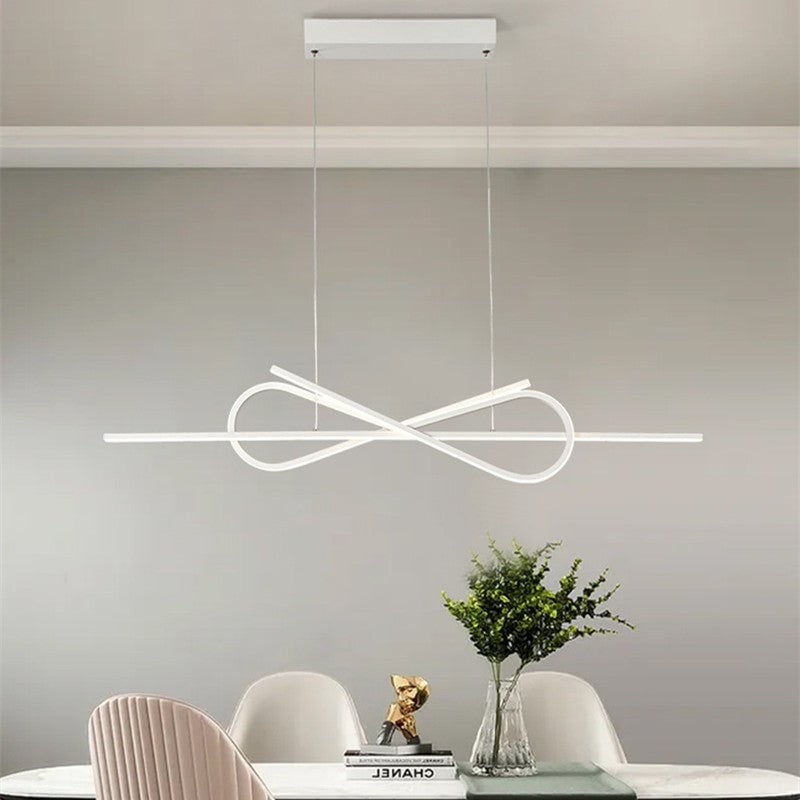 Bouvet Modern Minimalist Nordic Bow-tie Metal Pendant Light, White/Black - Lumpaz
