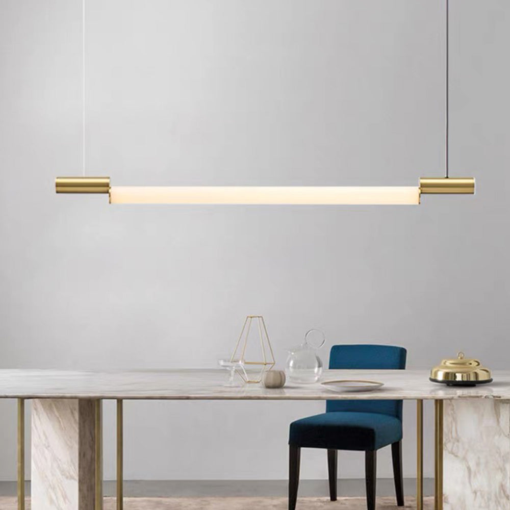 Edge Minimalist Linear Aluminium/PVC Pendant Light, Gold - Lumpaz