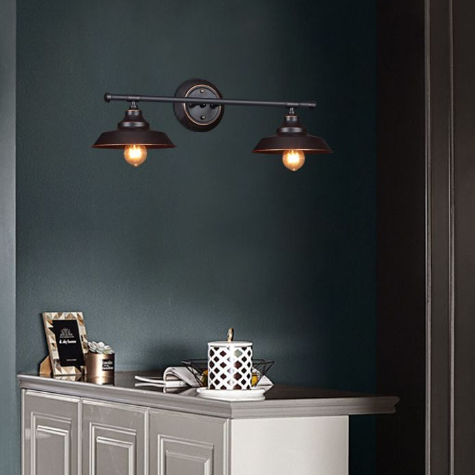 Alessio Retro Bowl-shaped Cast Metal Wall Lamp, Black - Lumpaz