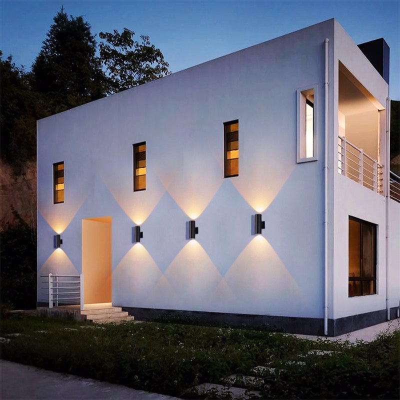 Orr Minimalist Metal Double-headed Outdoor Wall Lamp, Black - Lumpaz