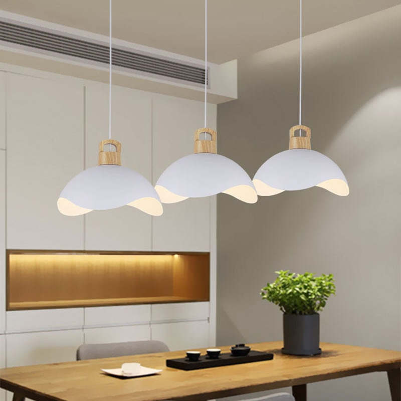 Morandi Colorful Shade Single Pendant Lights, Wood & Metal - Lumpaz