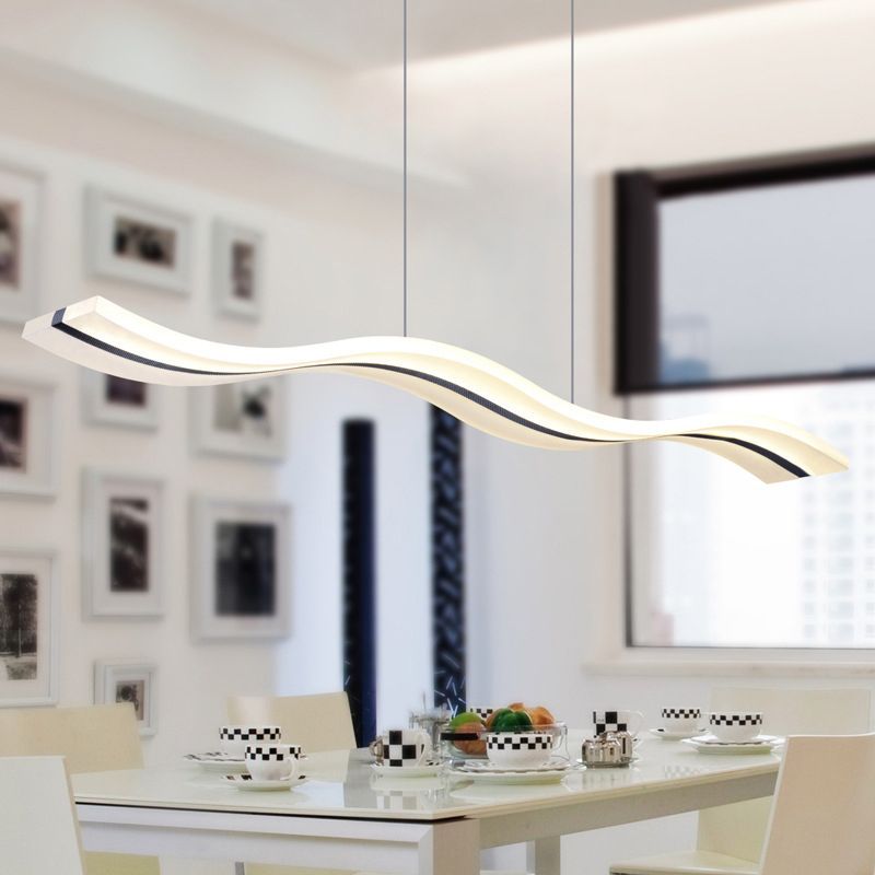 Modern Nordic Acrylic Wave Pendant Light, Black/White - Lumpaz