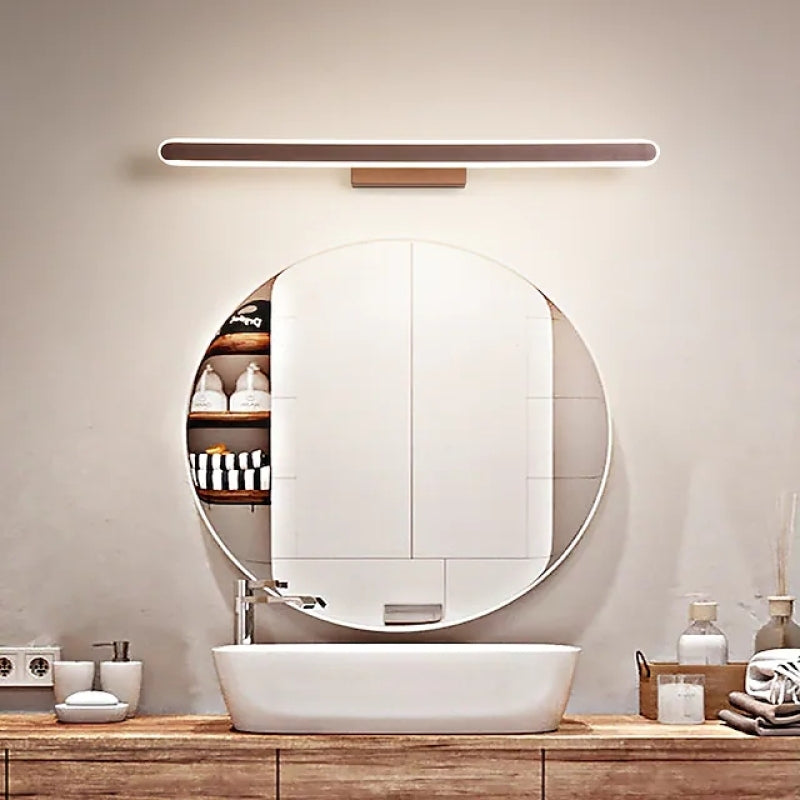 Leigh Modern Linear Minimalist Mirror Front Metal Wall Lamp, Gold - Lumpaz