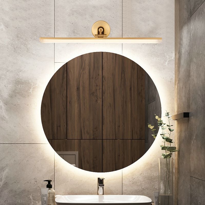 Leigh Industrial Linear Vanity Wall Lamp, Black/Brass, Bathroom - Lumpaz