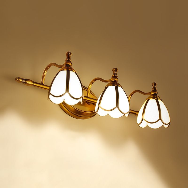 Félicie Vintage Flower Glass Wall Lamp, White/Yellow, Living Room - Lumpaz