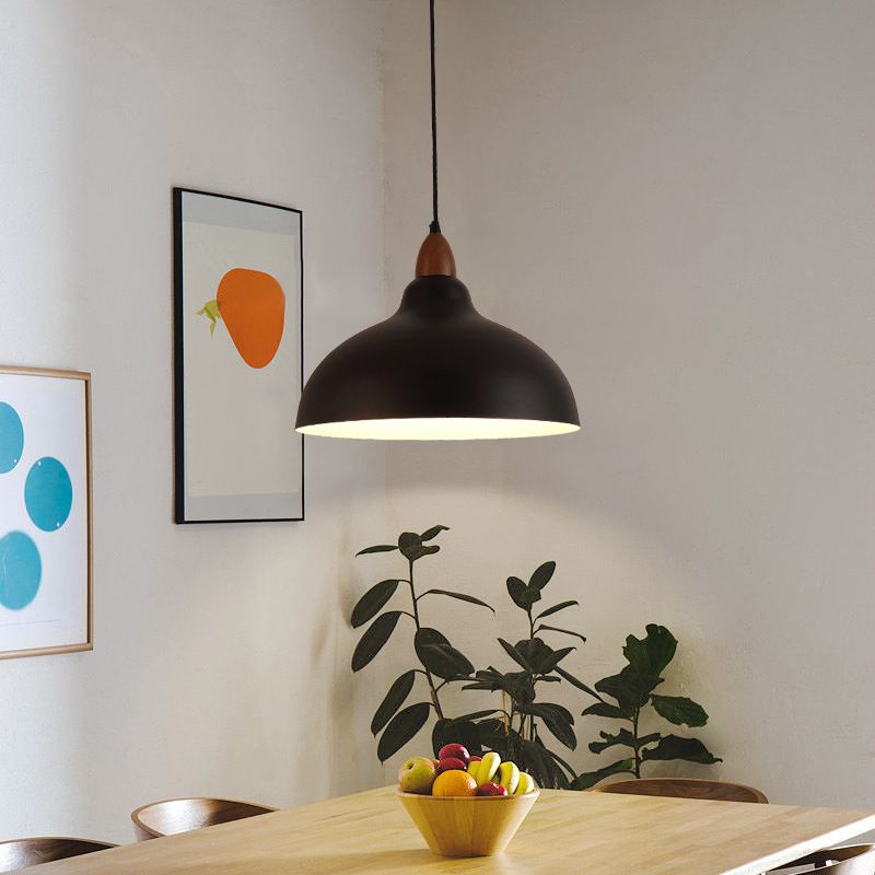 Morandi Modern Bowl-shaped Metal Pendant Light, Black/White - Lumpaz