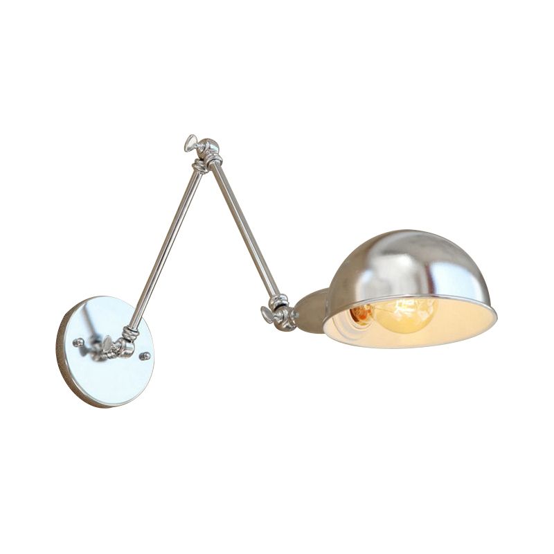 Brady Wall Lamp Dome Minimalist, Adjustable Metal, Silver, Bedroom - Lumpaz