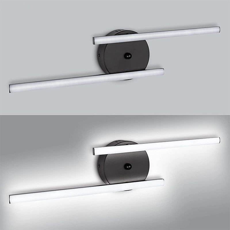 Alana Modern Bi-Linear LED Vanity Wall Lamp, Black/Silver - Lumpaz