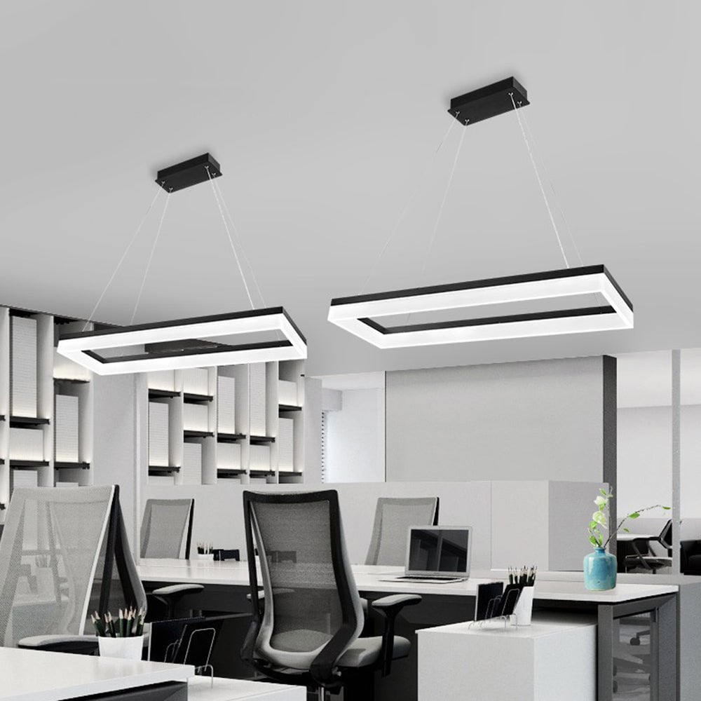 Bouvet Nordic Rectangular Led Pendant Light, Black/White, Acrylic - Lumpaz