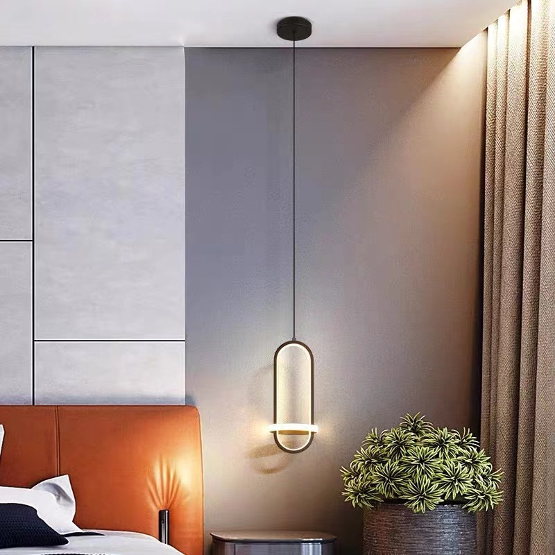 Nyla Modern Minimalist LED Ring Pendant Light, Black/Gold - Lumpaz