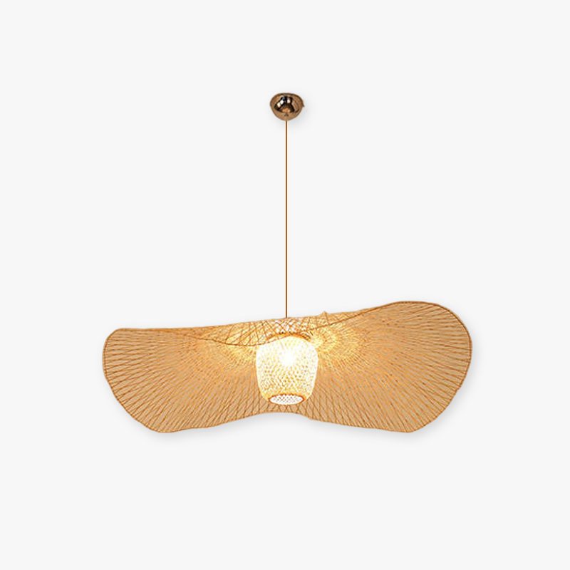 Muto Pendant Light Rattan/Metal, Gold, Kitchen Island - Lumpaz
