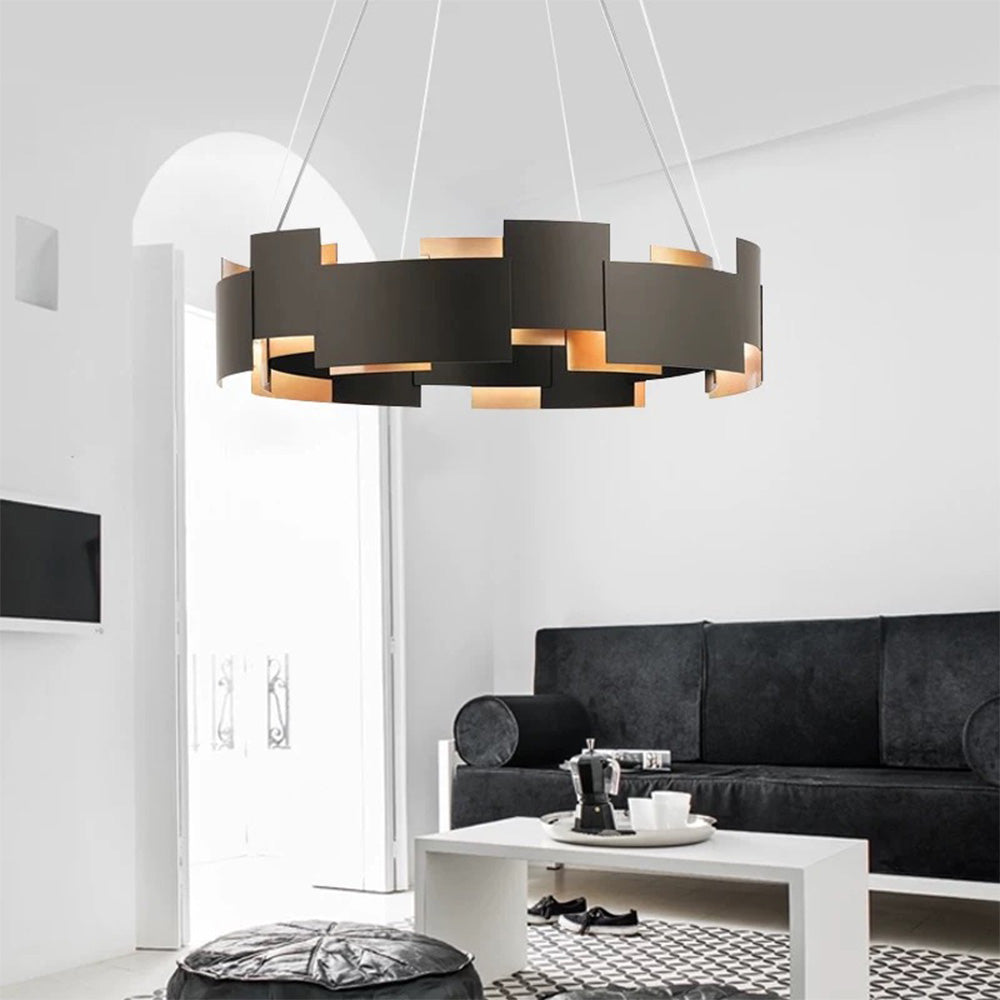 Evette Modern Ring Metal Pendant Lamp, Black - Lumpaz