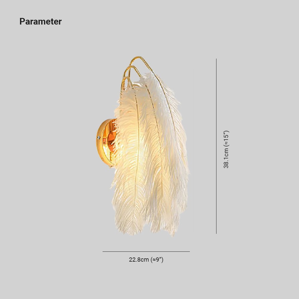 O'Moore Wall Lamp Modern Art Deco Metal/Feather, Gold, Bedroom - Lumpaz