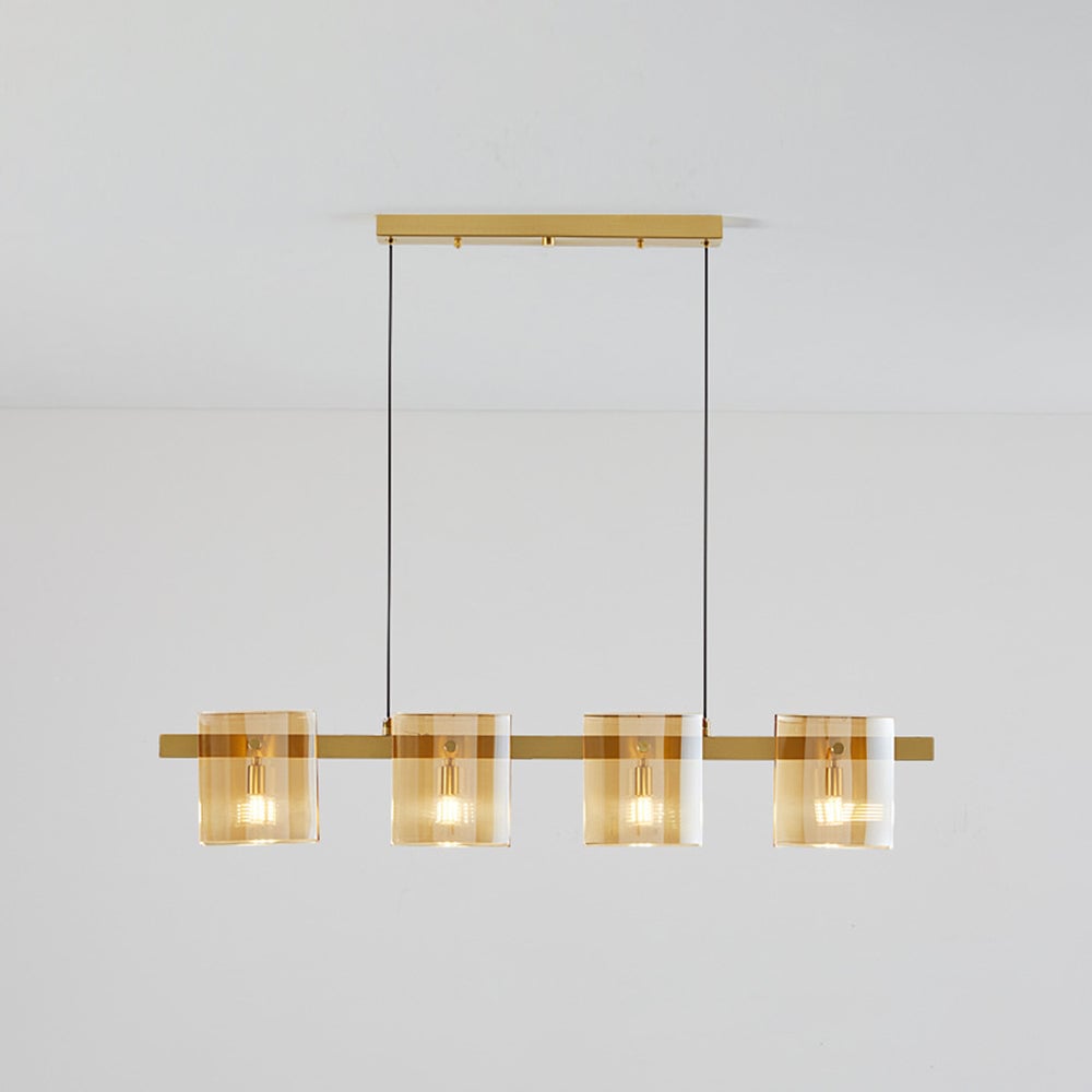 Evette Minimalist Linear Metal Pendant Light, Black/Gold - Lumpaz