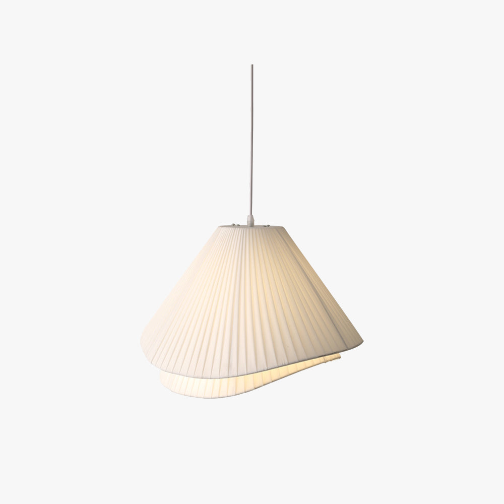 Renée Minimalist Double Overlap Fabric LED Pendant Light, White - Lumpaz