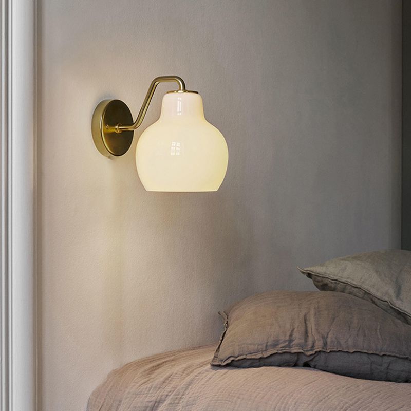 Hailie Vintage Dome LED Metal/Glass Wall Lamp For Mirror, White - Lumpaz