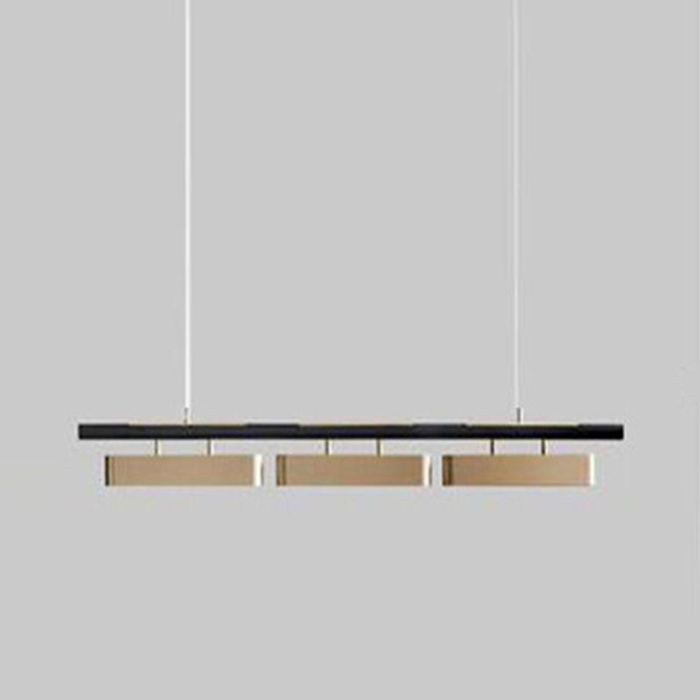 Edge Pendant Light Rectangular Modern, Metal, Black/Brass, Office - Lumpaz