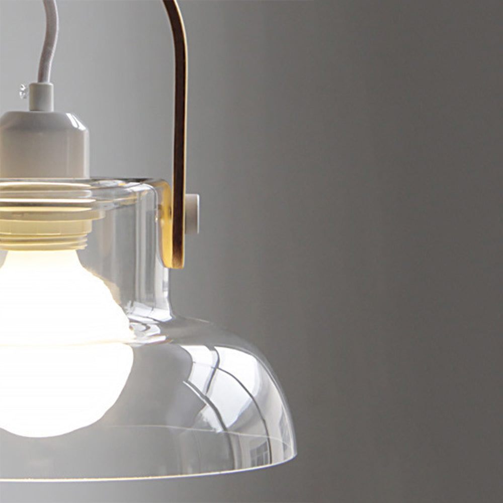 Hailie Minimalist Bowl Shaped Glass Pendant Light, Clear - Lumpaz