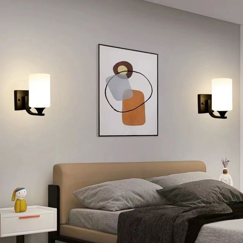 Eryn Modern Cylinder Metal Vanity Wall Lamp, Black/Chrome - Lumpaz