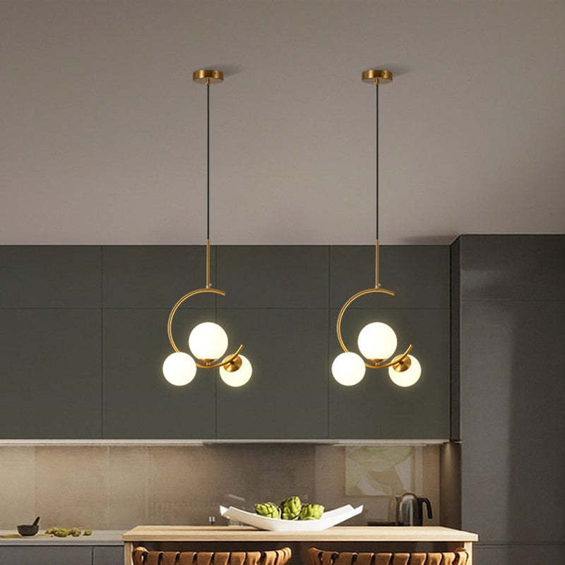 Valentina Modern Glass Globe Pendant Light, Metal & Glass, 3 Style - Lumpaz