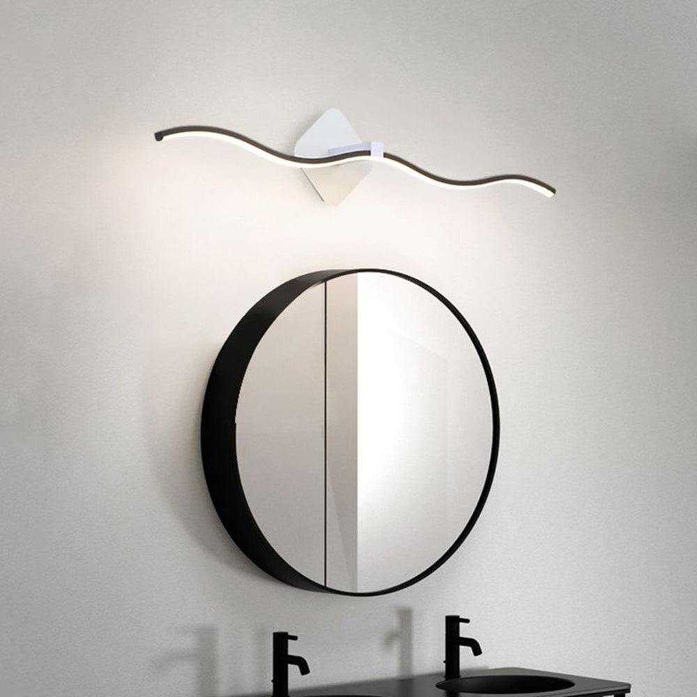 Minimalist Wave Linear Metal Wall Lamp, Black/White - Lumpaz