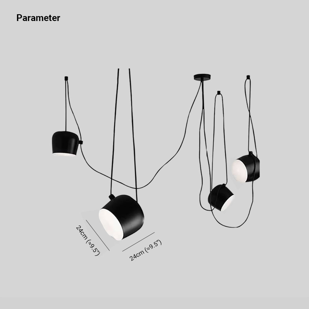 Modern Scandinavian Swag Drum Pendant Light, Black/White - Lumpaz