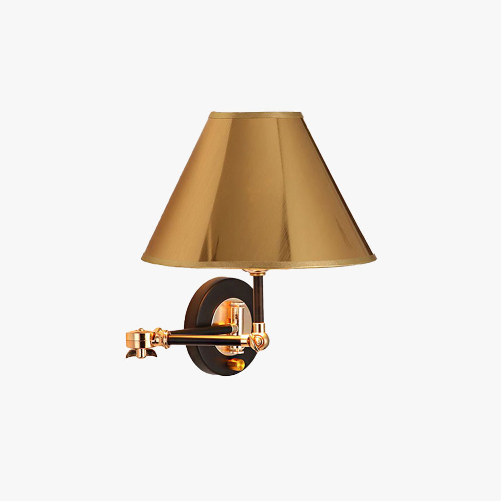 Carins Cone Shaped Adjustable Wall Lamp, Gold, Bedroom - Lumpaz