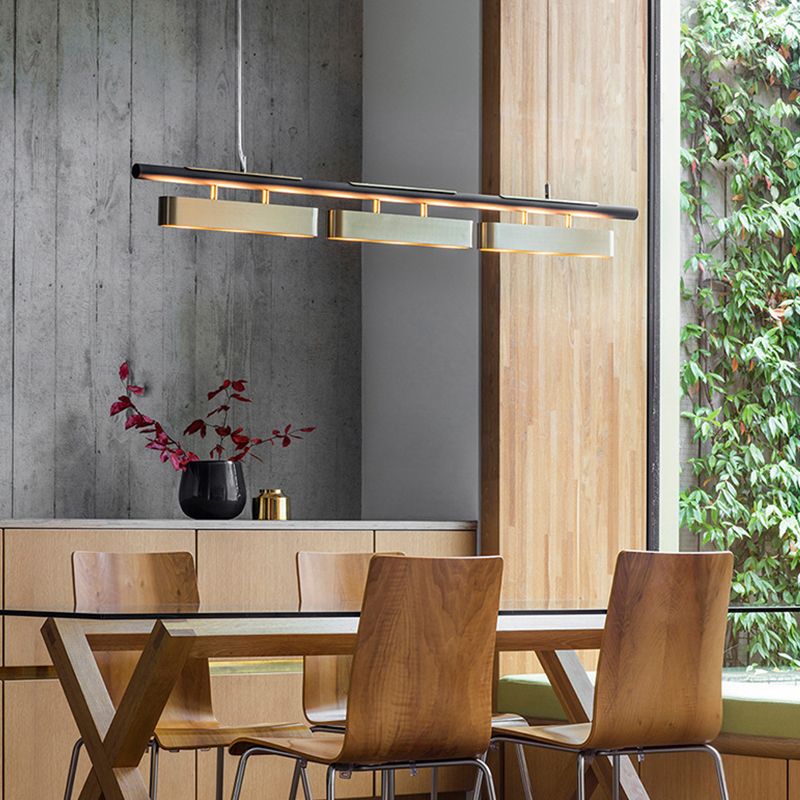 Edge Pendant Light Rectangular Modern, Metal, Black/Brass, Office - Lumpaz