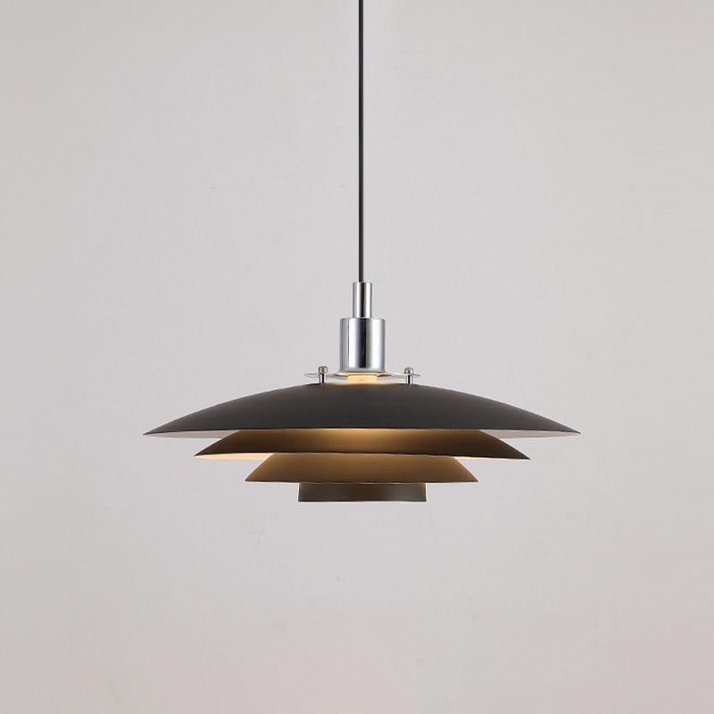 Morandi Modern Frisbee Shaped Metal Pendant Light, Black/White - Lumpaz