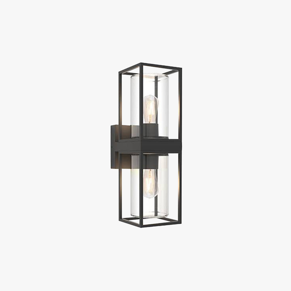 Alessio Modern Rectangular Metal Outdoor Wall Lamp, Black - Lumpaz