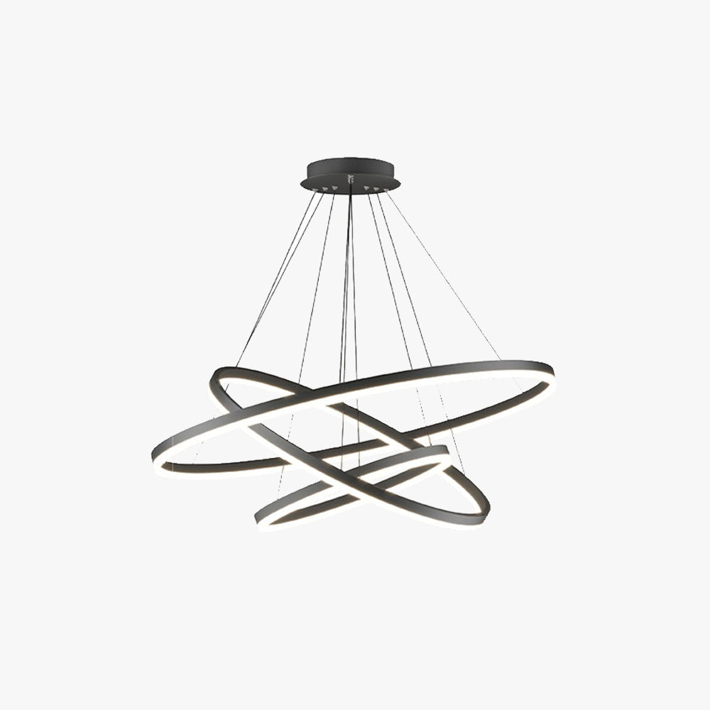 Arisha 3-Rings Black Black Modern Pendant Light - Lumpaz