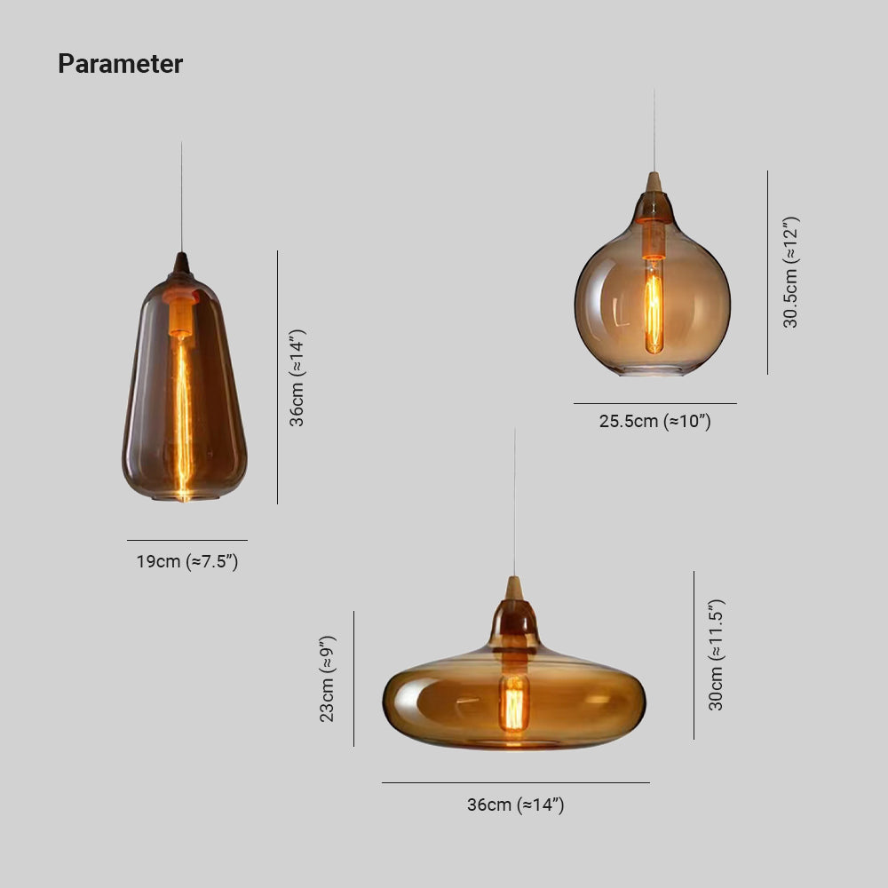 Hailie Modern Art Amber Pendant Light Glass Metal Bedroom - Lumpaz