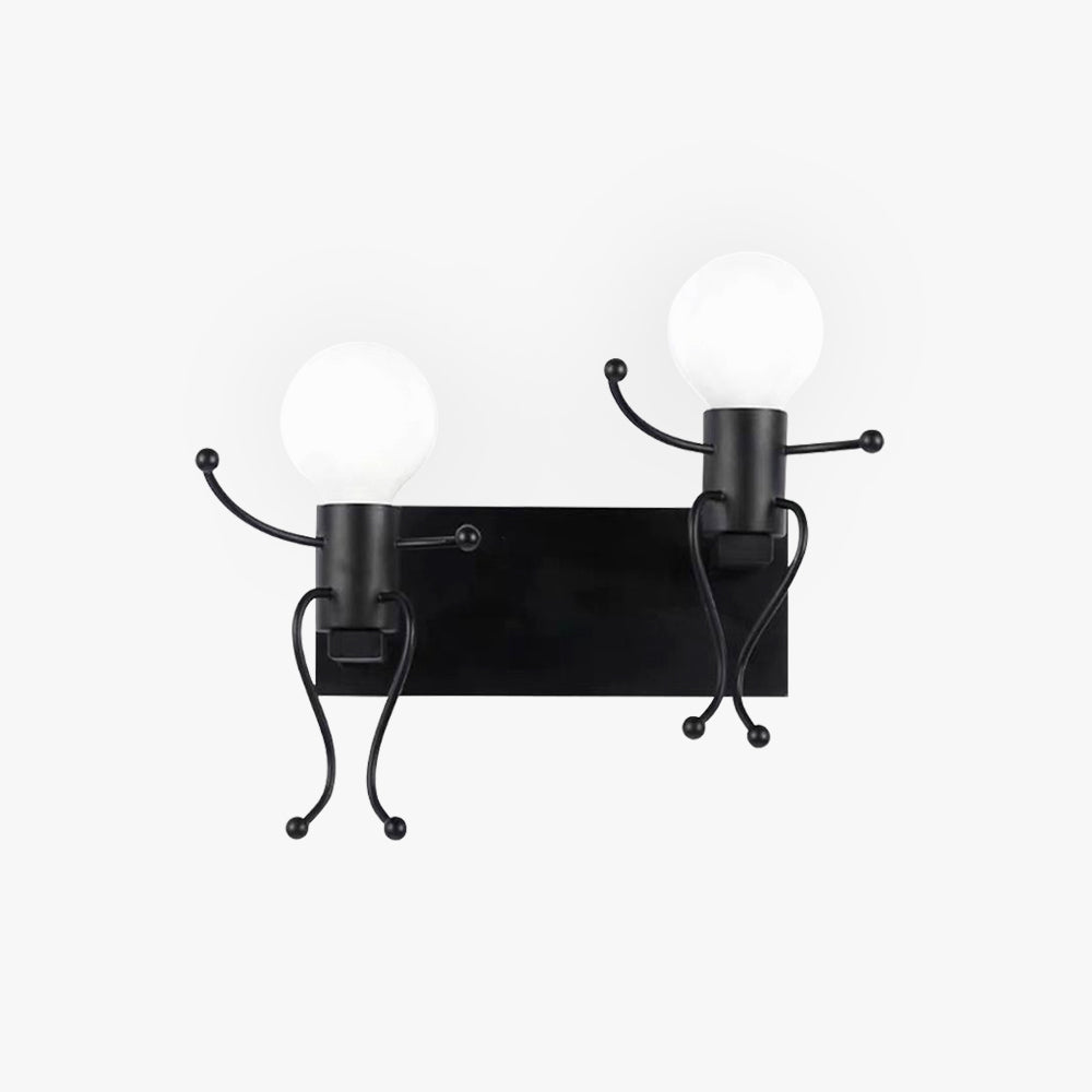 Luxo Modern Decorative Man Metal Wall Lamp, White/Black - Lumpaz