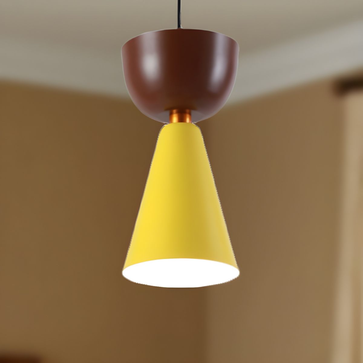 Morandi Modern Dome Art Deco Pendant Light, Black/Yellow/Pink/Gray - Lumpaz