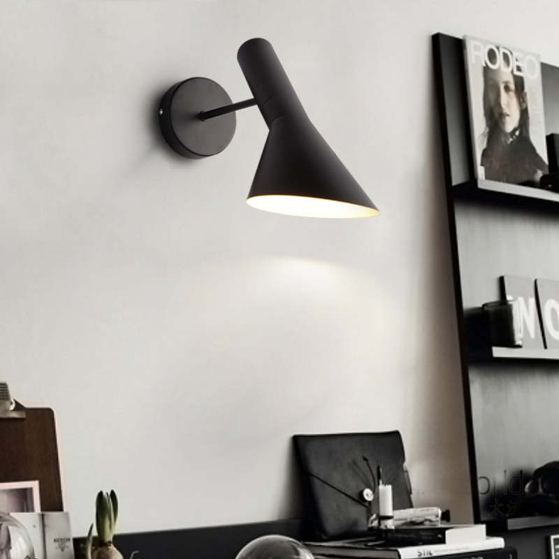 Brady Modern Cone Metal Wall Lamp, Black/White - Lumpaz