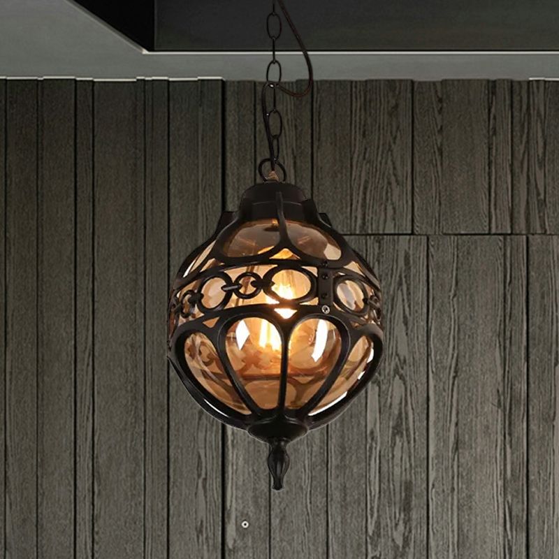 Alessio Loft Sphere Vintage Farmhouse Rustic Pendant Light Black/Bronze Dining Room - Lumpaz