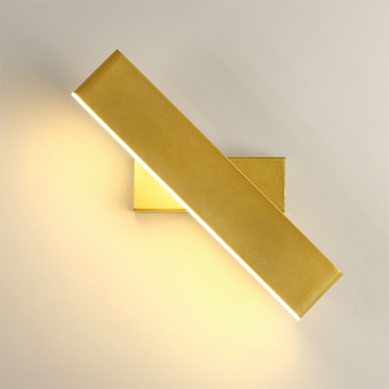 Aqsa Modern Rectangular Metal Rotatable Wall Lamp, Black/Gold/Brown - Lumpaz