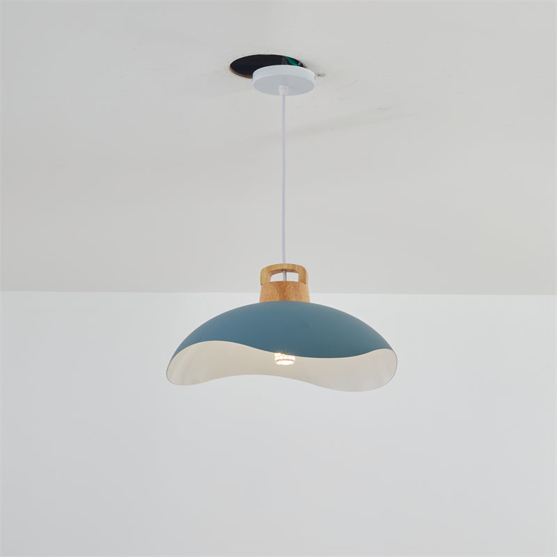 Morandi Colorful Shade Single Pendant Lights, Wood & Metal - Lumpaz