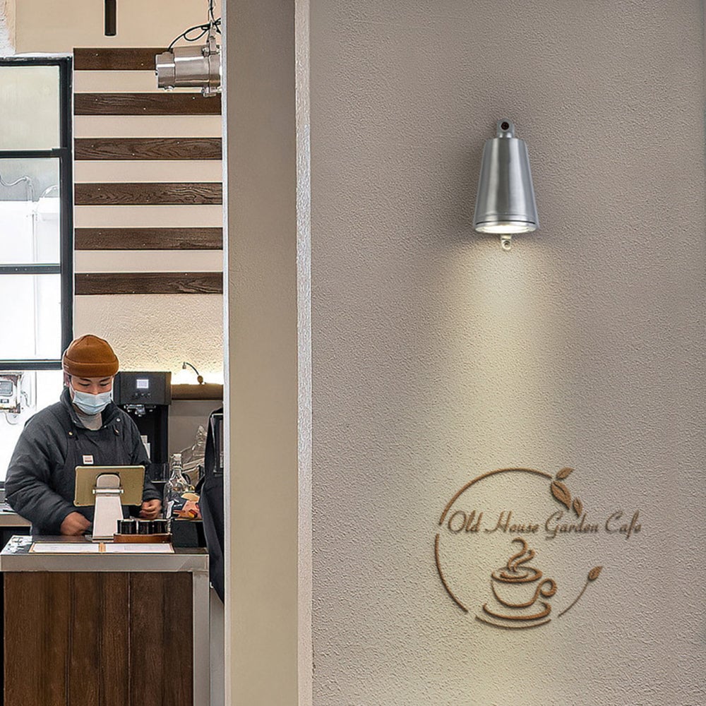 Orr Industrial Metal Bell Shaped Outdoor Wall Lamp, Black/Gray/Coppery/Aluminum - Lumpaz