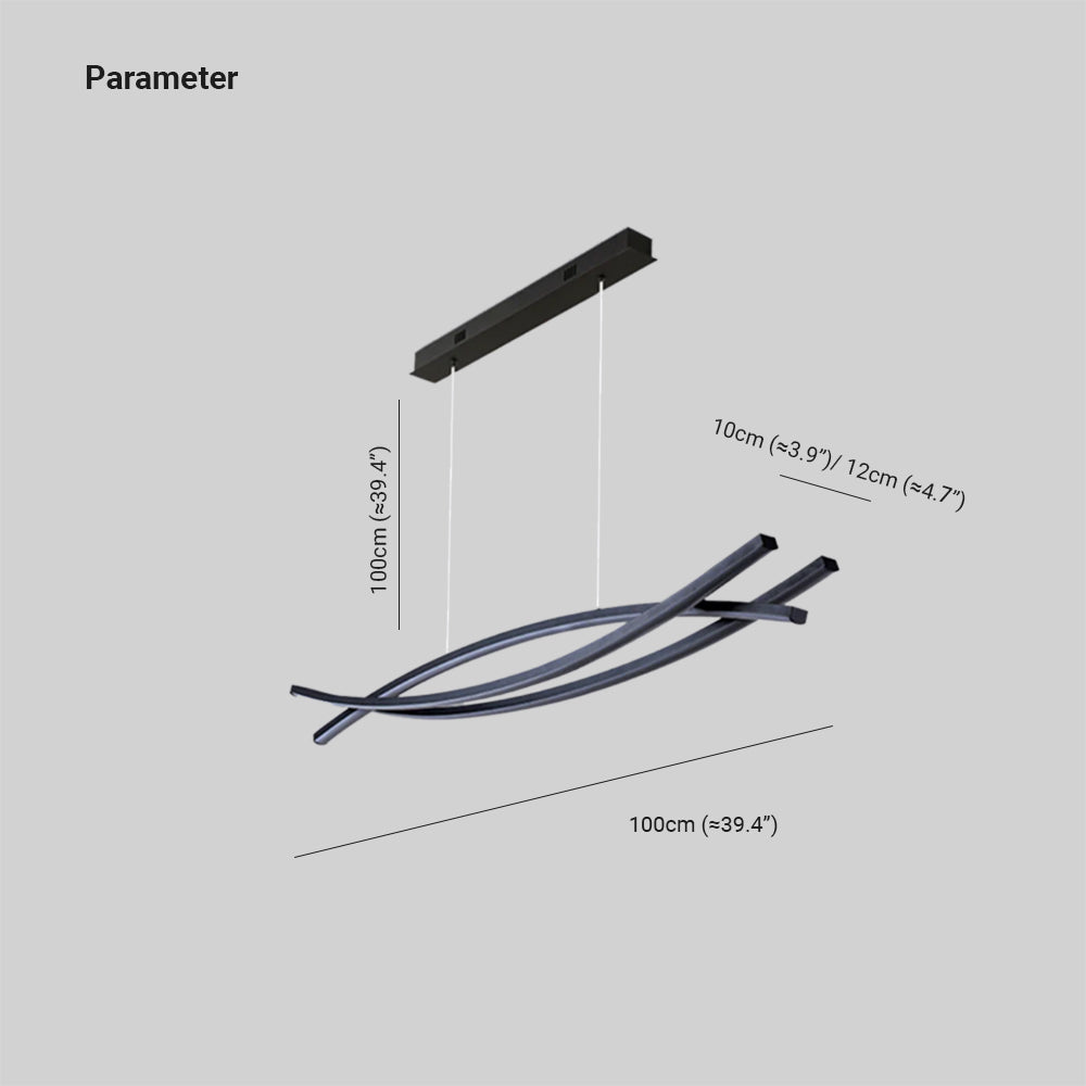 Modern Linear Metal Pendant Light, Black - Lumpaz