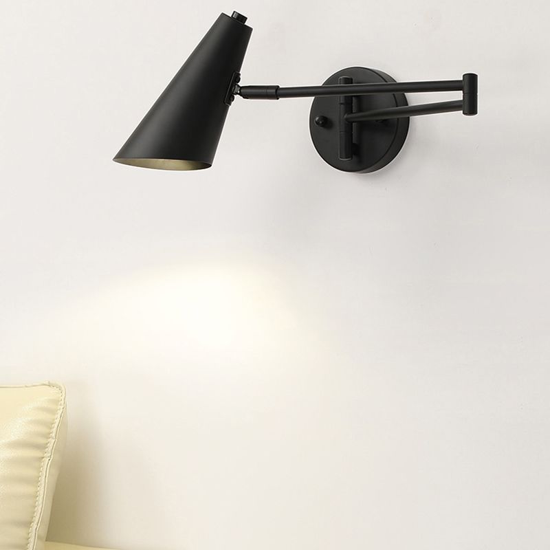 Freja Wall Lamp Cone Modern, Metal Adjustable, Black/Gold, Bedroom - Lumpaz