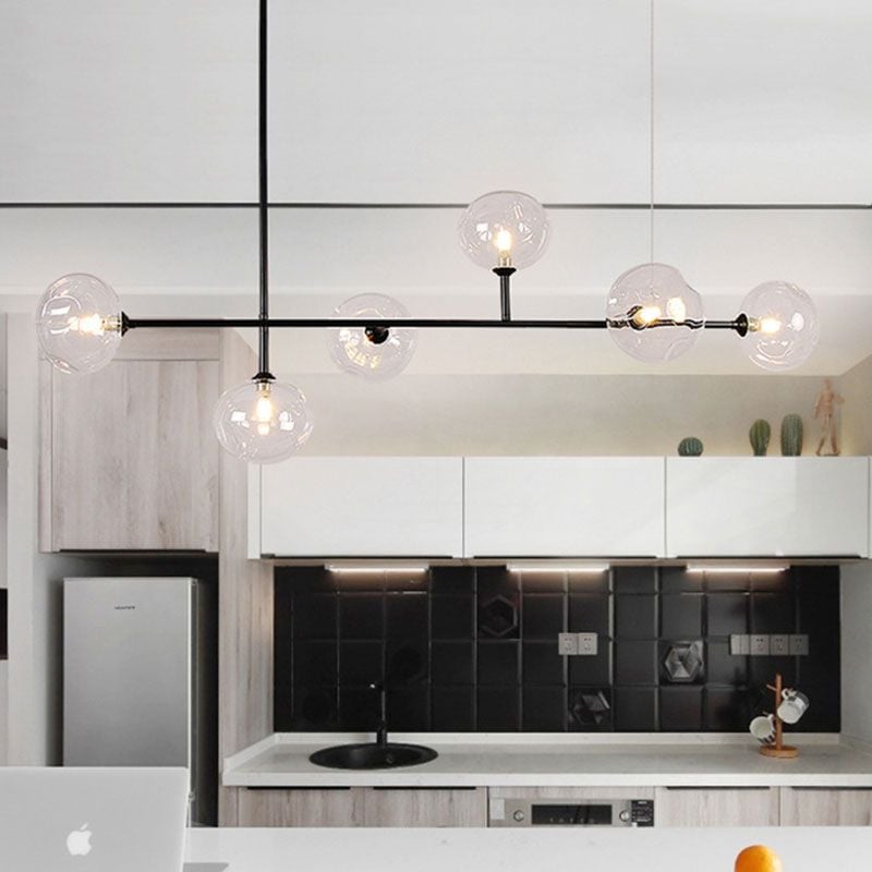 Valentina Modern Bubble Glass Pendant Light, Black - Lumpaz