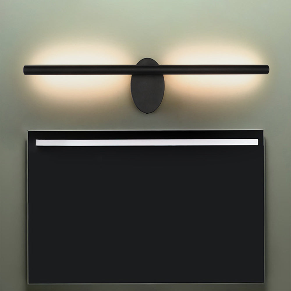 Edge Minimalist Linear Metal Wall Lamp, Black, Bathroom, Front Mirror - Lumpaz