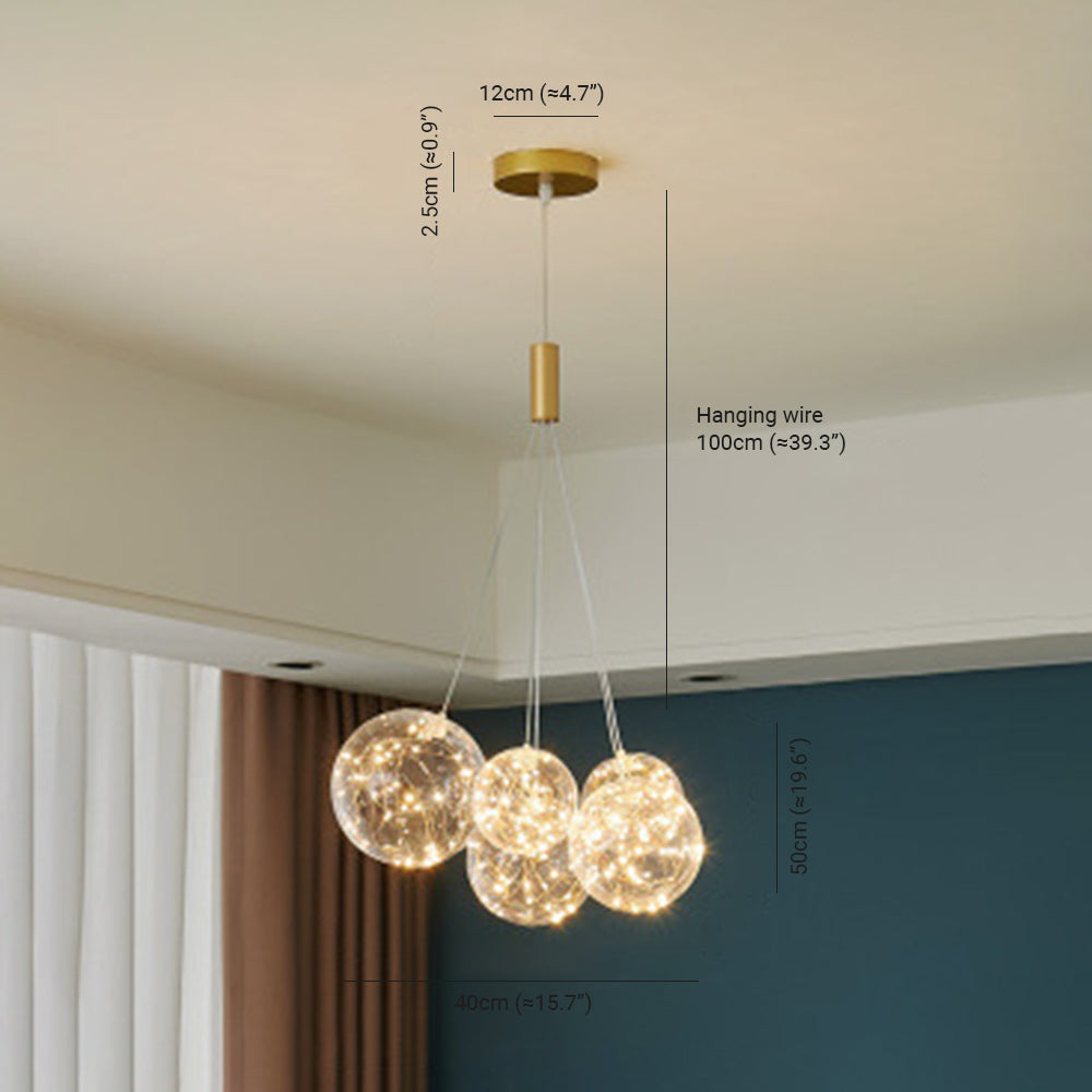 Valentina Glass Globe Bubble Pendant Light LED, 3/5/9/15 Heads - Lumpaz