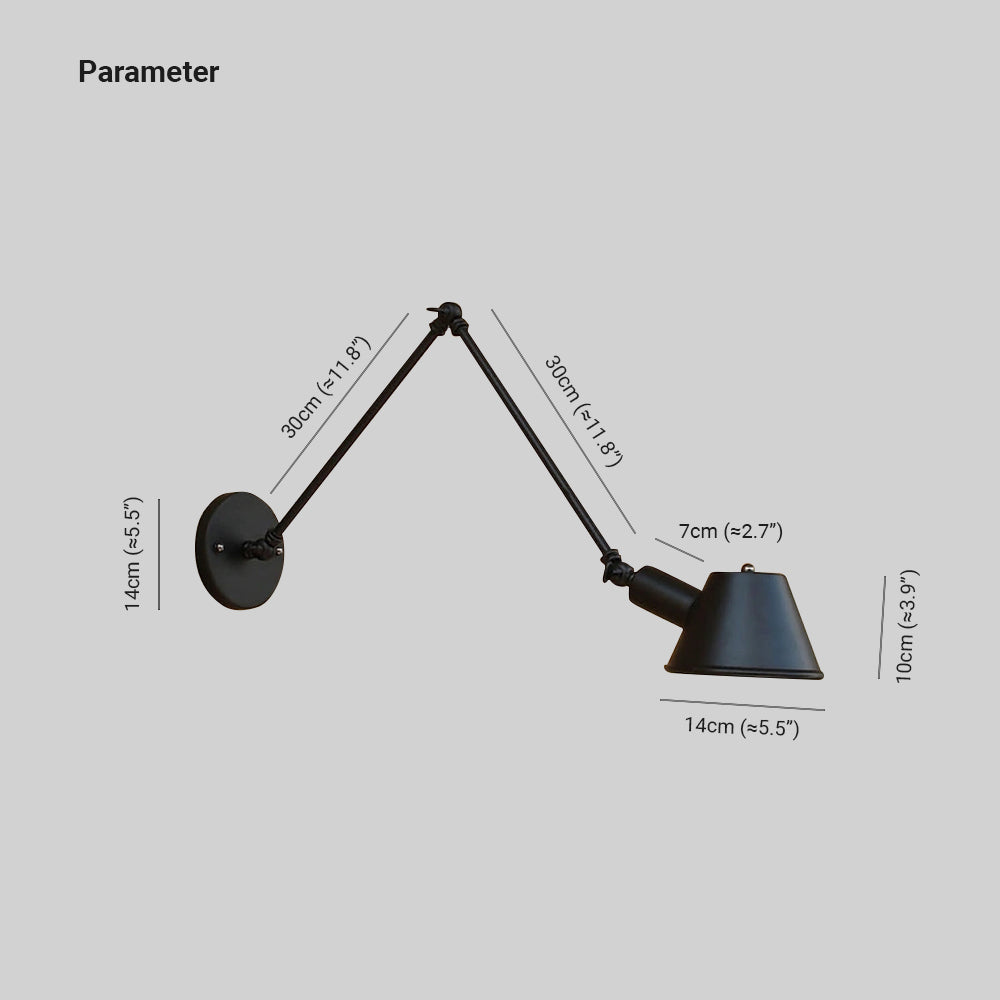 Brady Rotatable Wall Lamp with Swing Arm, Black/Rust - Lumpaz