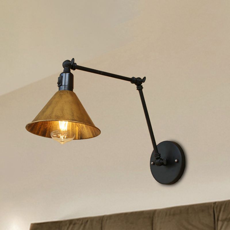 Brady Vintage Gold Adjustable Wall Lamp, Metal, Living Room - Lumpaz