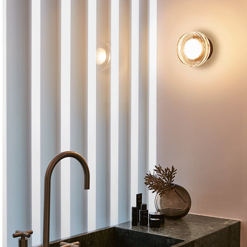 Valentina Modern Mini Bubble Metal/Glass Outdoor Wall Lamp, Transparent - Lumpaz