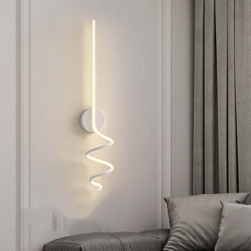 Modern LED Art Interior Wall Light Spiral, Black & White - Lumpaz